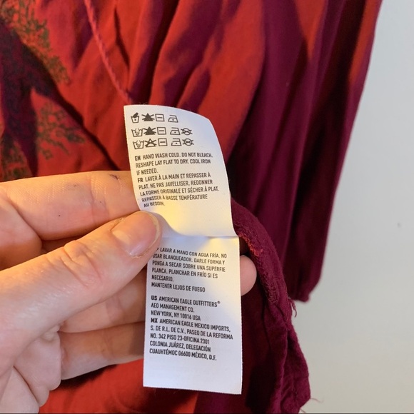 American Eagle Women’s Burgundy Peasant Top - Picture 7 of 13